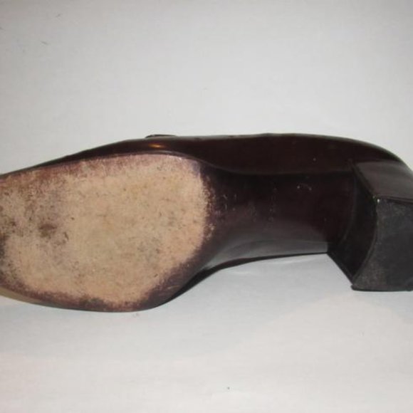 Prada RETRO Dark Brown Glossy Leather Square Toe Loafer - Picture 6 of 12